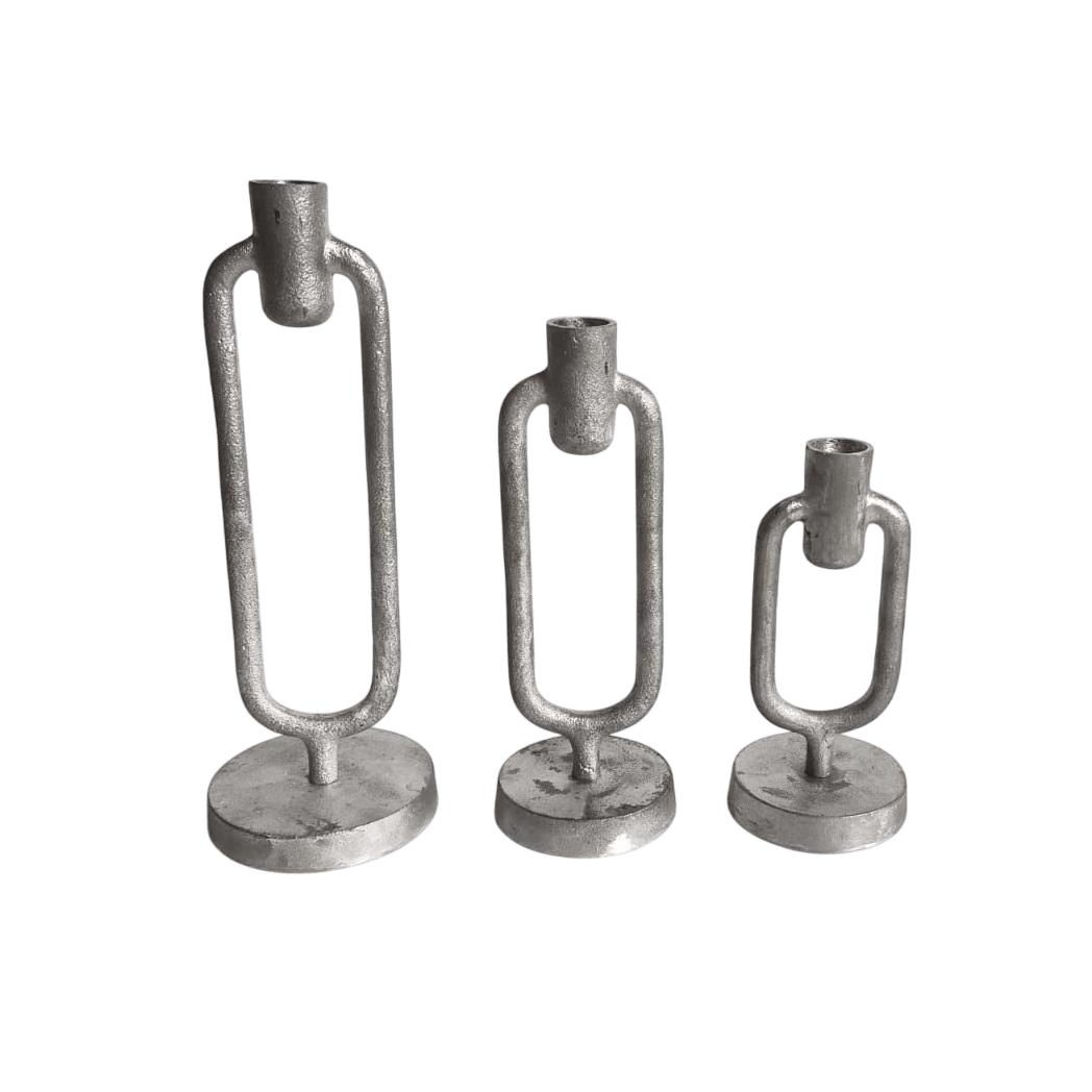ALUMINIUM TAPER CANDLE HOLDER SET OF 3